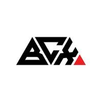 Diseño de logotipo de letra de triángulo bcx con forma de triángulo. monograma de diseño del logotipo del triángulo bcx. plantilla de logotipo de vector de triángulo bcx con color rojo. logotipo triangular bcx logotipo simple, elegante y lujoso. bcx