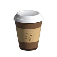 taza de café de papel marrón sobre blanco. Taza de café 3d para ir a la ilustración de la maqueta. foto