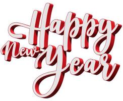 HappyNewYear 3D Reto Text with Red and white photo