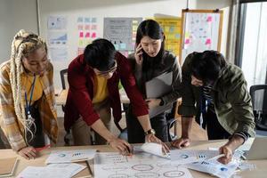 grupo de personas de negocios reunión del equipo en el concepto de ideas y planificación de diseño de trabajo de oficina moderna foto