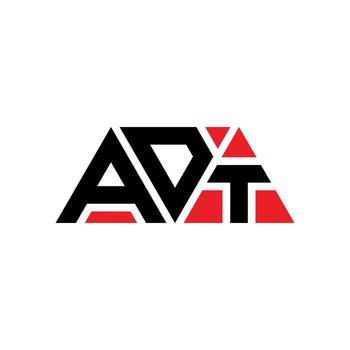ADT triangle letter logo design with triangle shape. ADT triangle logo design monogram. ADT triangle vector logo template with red color. ADT triangular logo Simple, Elegant, and Luxurious Logo. ADT