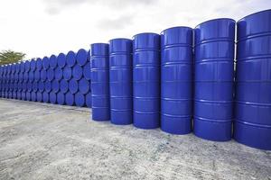 Oil barrels blue or chemical drums photo