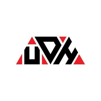 UDH triangle letter logo design with triangle shape. UDH triangle logo design monogram. UDH triangle vector logo template with red color. UDH triangular logo Simple, Elegant, and Luxurious Logo. UDH