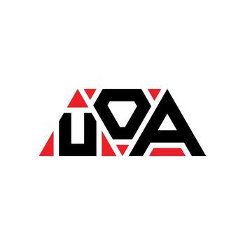 UOA triangle letter logo design with triangle shape. UOA triangle logo design monogram. UOA triangle vector logo template with red color. UOA triangular logo Simple, Elegant, and Luxurious Logo. UOA