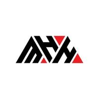 MHH triangle letter logo design with triangle shape. MHH triangle logo design monogram. MHH triangle vector logo template with red color. MHH triangular logo Simple, Elegant, and Luxurious Logo. MHH