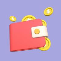 3D Floating Wallet Full of Coins Illustration photo