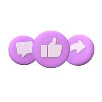 3D Like Comment and Share Icons photo