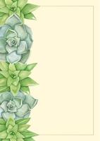 Background is yellow and a border of succulent. For your text. photo