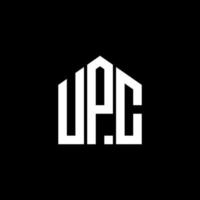 concepto de logotipo de letra de iniciales creativas upc. diseño de letras upc. diseño de logotipo de letras upc sobre fondo negro. concepto de logotipo de letra de iniciales creativas upc. diseño de letras upc. vector