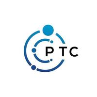 PTC letter technology logo design on white background. PTC creative initials letter IT logo concept. PTC letter design. vector