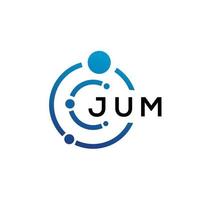 JUM letter technology logo design on white background. JUM creative initials letter IT logo concept. JUM letter design. vector