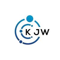 KJW letter technology logo design on white background. KJW creative initials letter IT logo concept. KJW letter design. vector