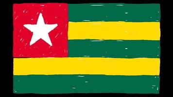 togo marcador de bandera nacional del país o video de animación en bucle de dibujo a lápiz