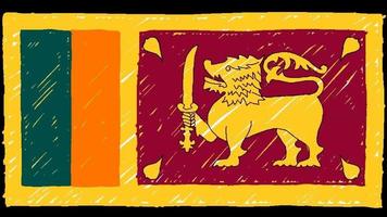 sri lanka national flag marker oder bleistiftskizze looping animation video