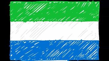 drapeau national de la sierra leone marqueur ou croquis au crayon vidéo d'animation en boucle video