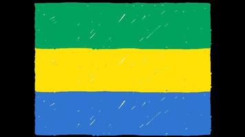 marcador de la bandera del país nacional de gabón o video de animación en bucle de dibujo a lápiz