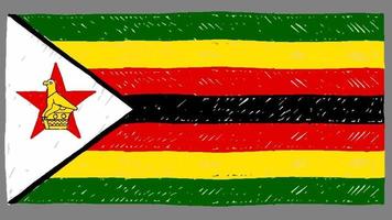 marcador de bandeira nacional do país do zimbábue ou desenho a lápis vídeo de animação em loop video