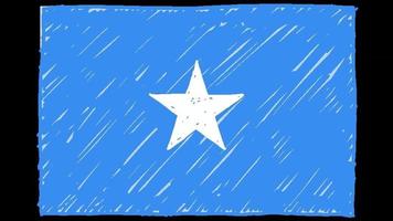 marcador de la bandera del país nacional de somalia o video de animación en bucle de dibujo a lápiz