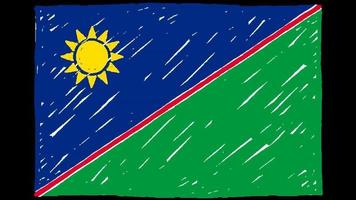 marcador de la bandera del país nacional de namibia o video de animación en bucle de dibujo a lápiz