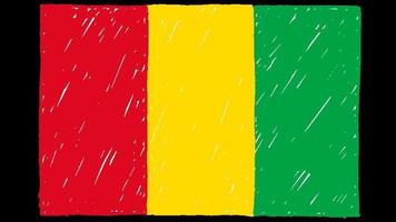 marcador de la bandera del país nacional de guinea o video de animación en bucle de dibujo a lápiz