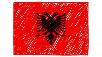 marcador de la bandera del país nacional de albania o video de animación en bucle de dibujo a lápiz