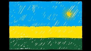 Rwanda National Country Flag Marker or Pencil Sketch Looping Animation Video