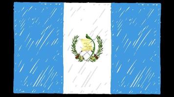 marcador de bandera nacional de guatemala o video de animación en bucle de dibujo a lápiz