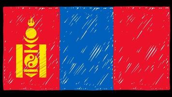 mongolei national flag marker oder bleistiftskizze looping animation video