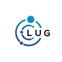 diseño de logotipo de tecnología de letra lug sobre fondo blanco. concepto de logotipo de la letra inicial creativa de lug. diseño de letra de orejeta. vector