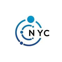 NYC letter technology logo design on white background. NYC creative initials letter IT logo concept. NYC letter design. vector