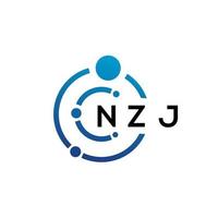 Diseño de logotipo de tecnología de letras nzj sobre fondo blanco. nzj creative initials letter it logo concepto. diseño de letras nzj. vector