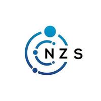 NZS letter technology logo design on white background. NZS creative initials letter IT logo concept. NZS letter design. vector