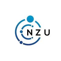 NZU letter technology logo design on white background. NZU creative initials letter IT logo concept. NZU letter design. vector