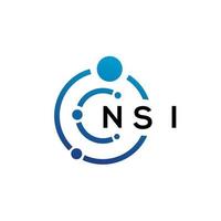 NSI letter technology logo design on white background. NSI creative initials letter IT logo concept. NSI letter design. vector