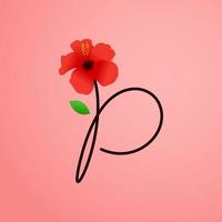 Initial P Shoe Flower vector