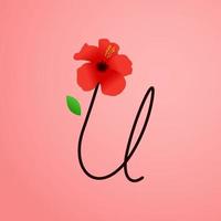 Initial U Shoe Flower vector