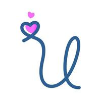 Initial U Love Logo vector