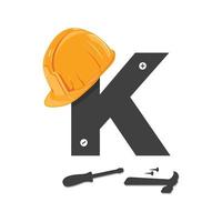 logotipo de construcción k inicial vector