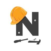 logotipo de construcción inicial n vector