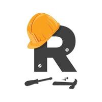 logotipo de construcción inicial r vector