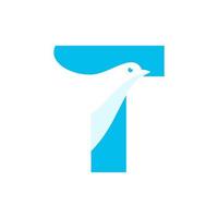 Initial T Dove Logo vector