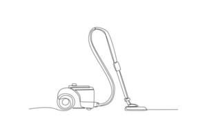 Single one line drawing vacuum cleaner. Hotel activity concept. Continuous line draw design graphic vector illustration.