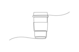 Continuous one line drawing a cup of coffee. International coffee day concept. Single line draw design vector graphic illustration.