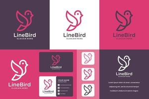Bird logo abstract design. linear style. dove sparrow sitting logotype vector