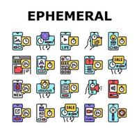 Ephemeral Content Collection Icons Set Vector