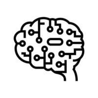 artificial intelligence brain line icon vector illustration