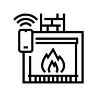 fireplace control system of smart home line icon vector illustration