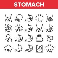 Stomach Organ Collection Elements Icons Set Vector