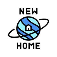 new home in space color icon vector illustration