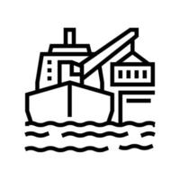 barco grúa línea icono vector ilustración